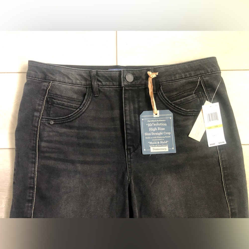 NWT  Democracy Jeans “Ab” Solution High Rise Slim Straight Crop Size 14 - Picture 9 of 12